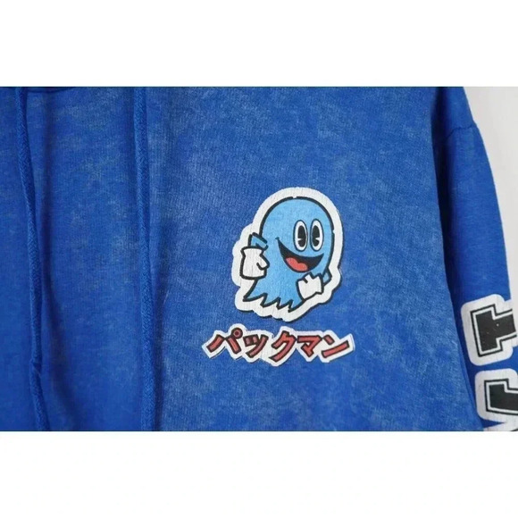 Pacman Hoodie Bandai Blue Gaming Classic Retro Men's Small #581 - Picture 5 of 15